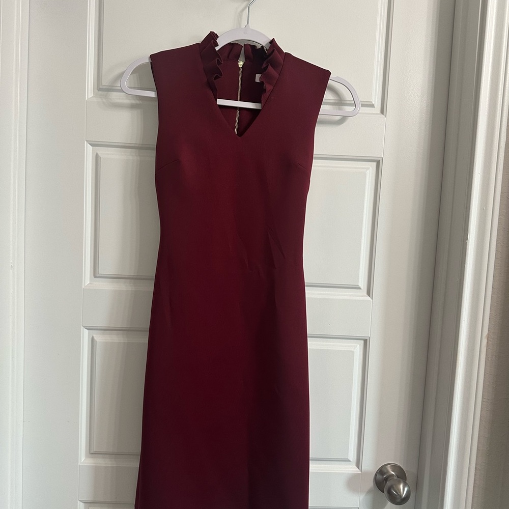 Calvin Klein Deep Red Asymmetrical Dress